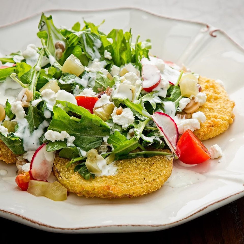 @succotashrestaurant - Fried green tomato salad